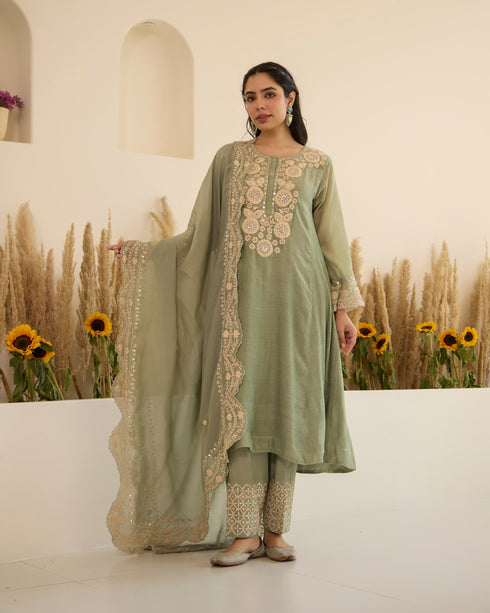 Sage Mogra – Dori Embroidered A-Line Suit Set